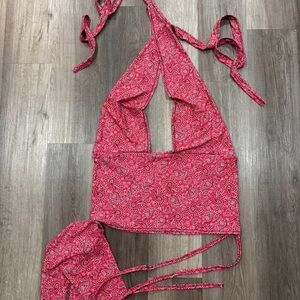 Custom Red Bandana Halter Top | Cardi B–Inspired | 2XL | Backless Concert Top